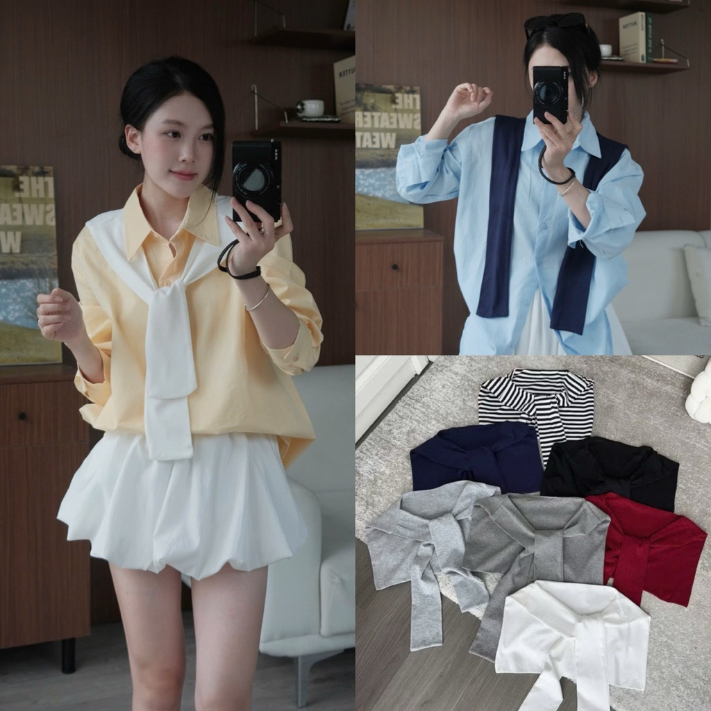 (Loại đẹp) Khăn choàng chất dày dặn thun nỉ phối nhiều kiểu 7 màu Nữ the.sweaterweather TSW