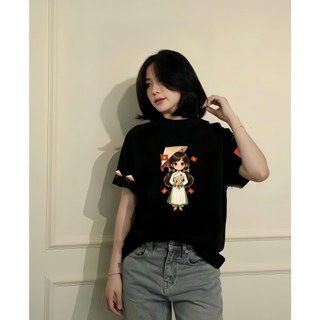 Áo Thun Nữ In Cô Gái Cờ Đỏ Sao Vàng Cao Cấp CHEPOL Unisex 100% Cotton Thoáng Mát,Thấm Hút,Cổ Tròn Form Oversize CP_12490