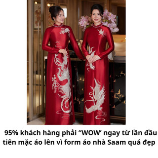 Áo dài bà sui màu đỏ thêu họa tiết Phượng Hoàng đính kết thủ công cổ truyền thống tay dài 2026