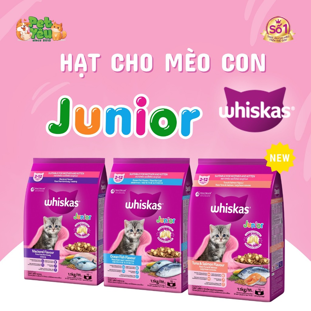 Thức Ăn Mèo Whiskas 1,2kg – 1,1kg Dạng Hạt Cho Mèo Lớn Và Mèo Con