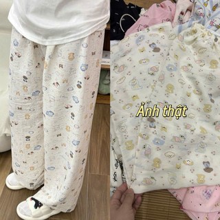 Quần Dài Ống Rộng Chất Xốp Hoạt Hình Họa Tiết Xinh Xắn Nam Nữ