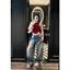 Quần jeans suông cut out phối màu