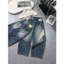 Quần jeans suông cut out phối màu