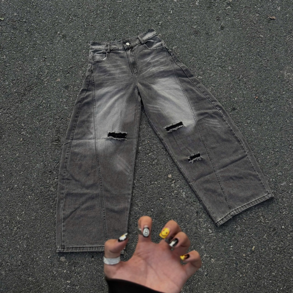 Quần Jeans form ống cong Nam, Nữ - Streetwear Jean - Bumbum Clothing