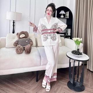 ĐỒ BỘ PIJAMA FORM RỘNG. TAY DÀI CỔ VUÔNG. Cổ Áo Vuông Nhọn. Quần Dài Có Túi. Lụa Latin Cao Cấp.