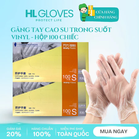 Găng Tay Trong Suốt Vinyl Cao Su Không Bột Dùng Trong Nấu Ăn Chế Biến Thực Phẩm, Massage Spa