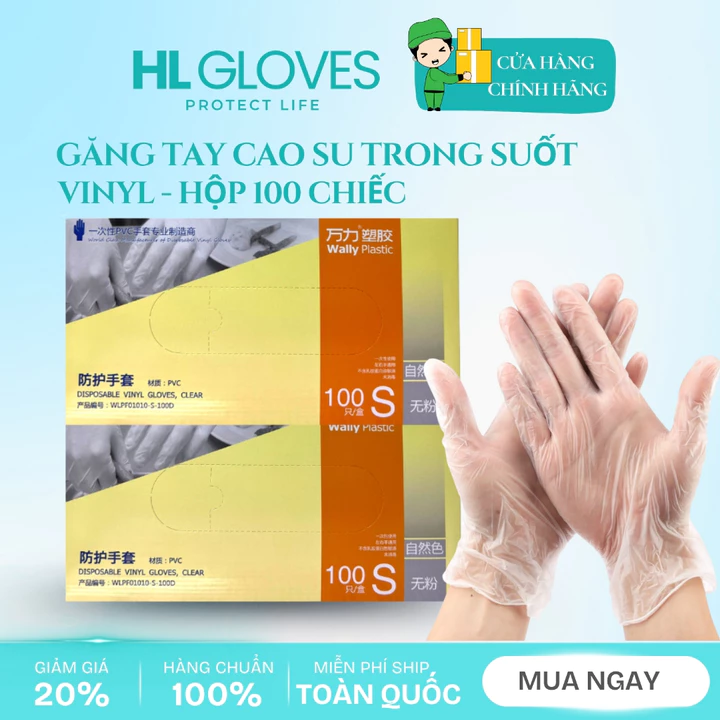 Găng Tay Trong Suốt Vinyl Cao Su Không Bột Dùng Trong Nấu Ăn Chế Biến Thực Phẩm, Massage Spa