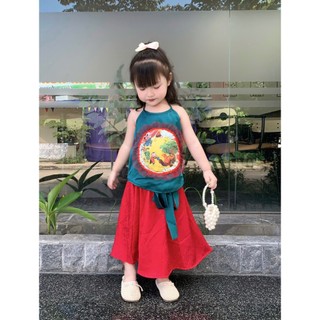 Set yếm in hình trung thu cho bé gái đi chơi,chụp hình xinh xắn 8-30kg B15