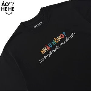 Áo Thun In Chữ Hài Hước Nhậu Hông Cách Giải Quyết Mọi Vấn Đề Form Rộng Cotton 250gsm In Theo Yêu Cầu