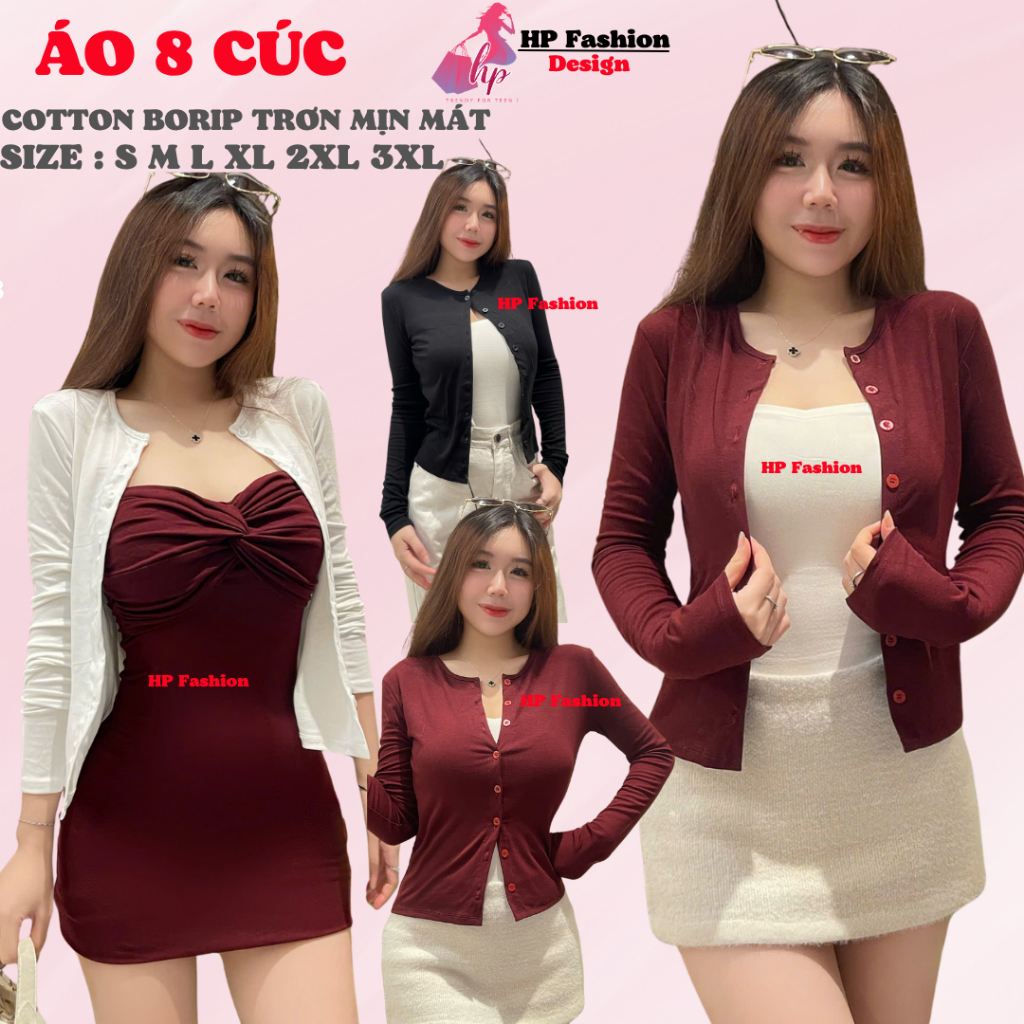Áo khoác cardigan dáng dài  chiết eo ôm bó body basic áo phối kiểu mặc bên ngoài bên trong đều được HP56 8 cúc