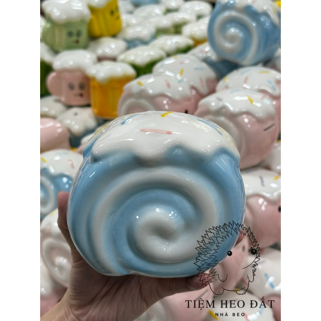 Heo Đất Bánh Cuộn Nhiều Màu Bát Tràng – Siêu Xinh, Giá Rẻ, Decor Cực Yêu