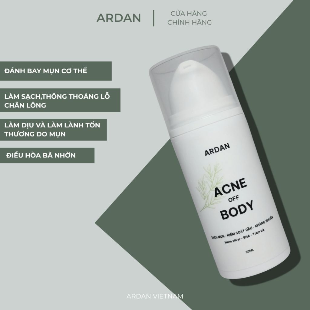 Gel ACNE OFF BODY ARDAN 20ml - Sạch Mụn Lưng, Mụn Cơ Thể, Tự Tin Khoe Body