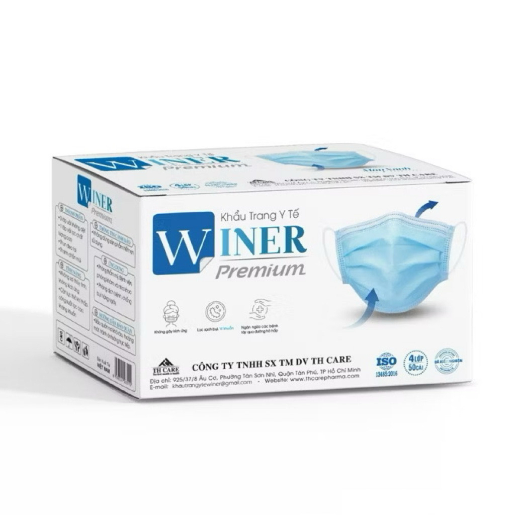 [Hộp 50 cái] Khẩu trang y tế lọc khuẩn 4 lớp WINER chính hãng