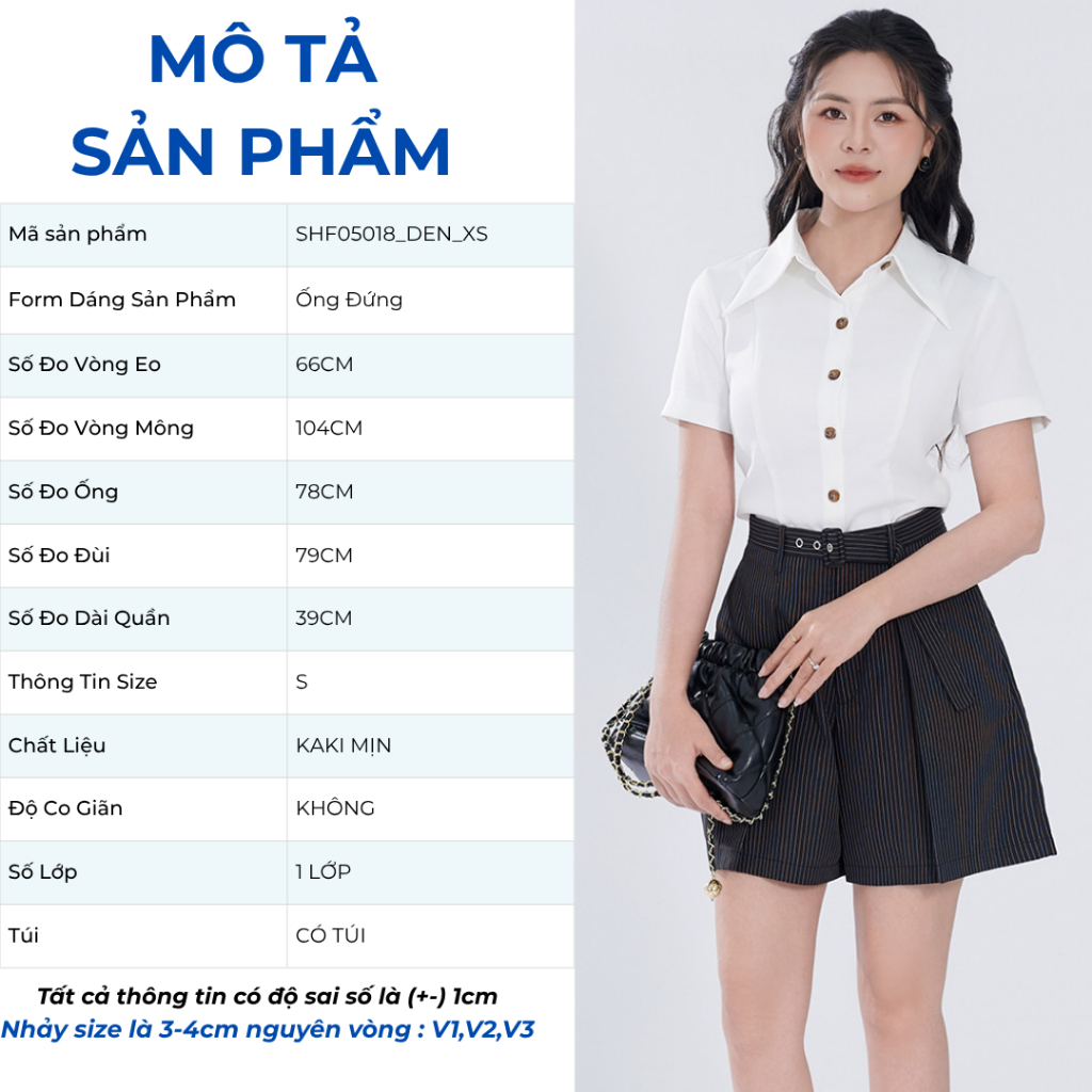 Quần short nữ GUMAC lưng liền họa tiết sọc chiết ly vải mềm mịn trẻ trung  SHF05018