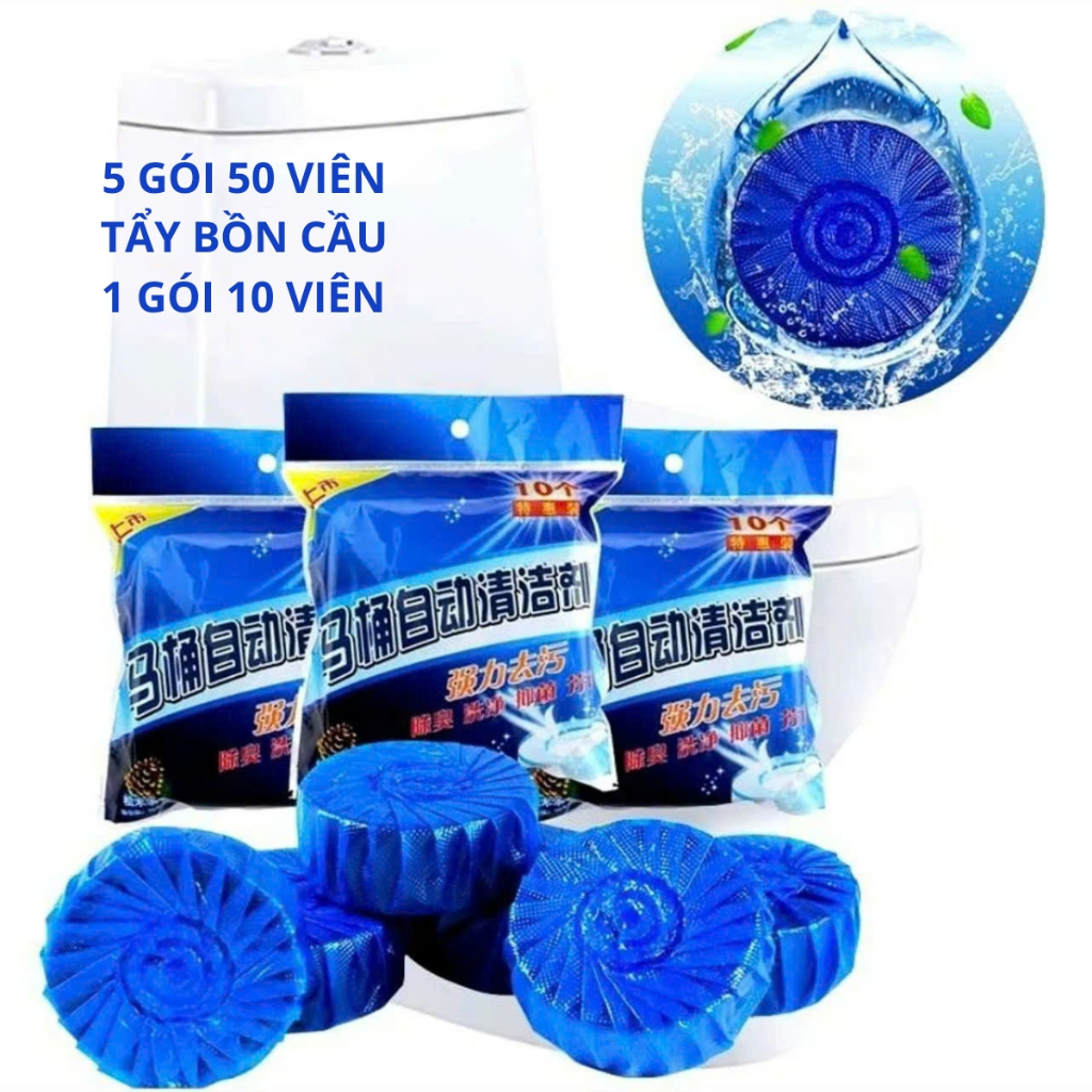 5 Túi 50 Viên Tẩy Bồn Cầu, Viên Thả Bồn Cầu Giúp Bồn Cầu Sạch Sẽ Thơm Mát Hơn, Làm Sạch Hơn