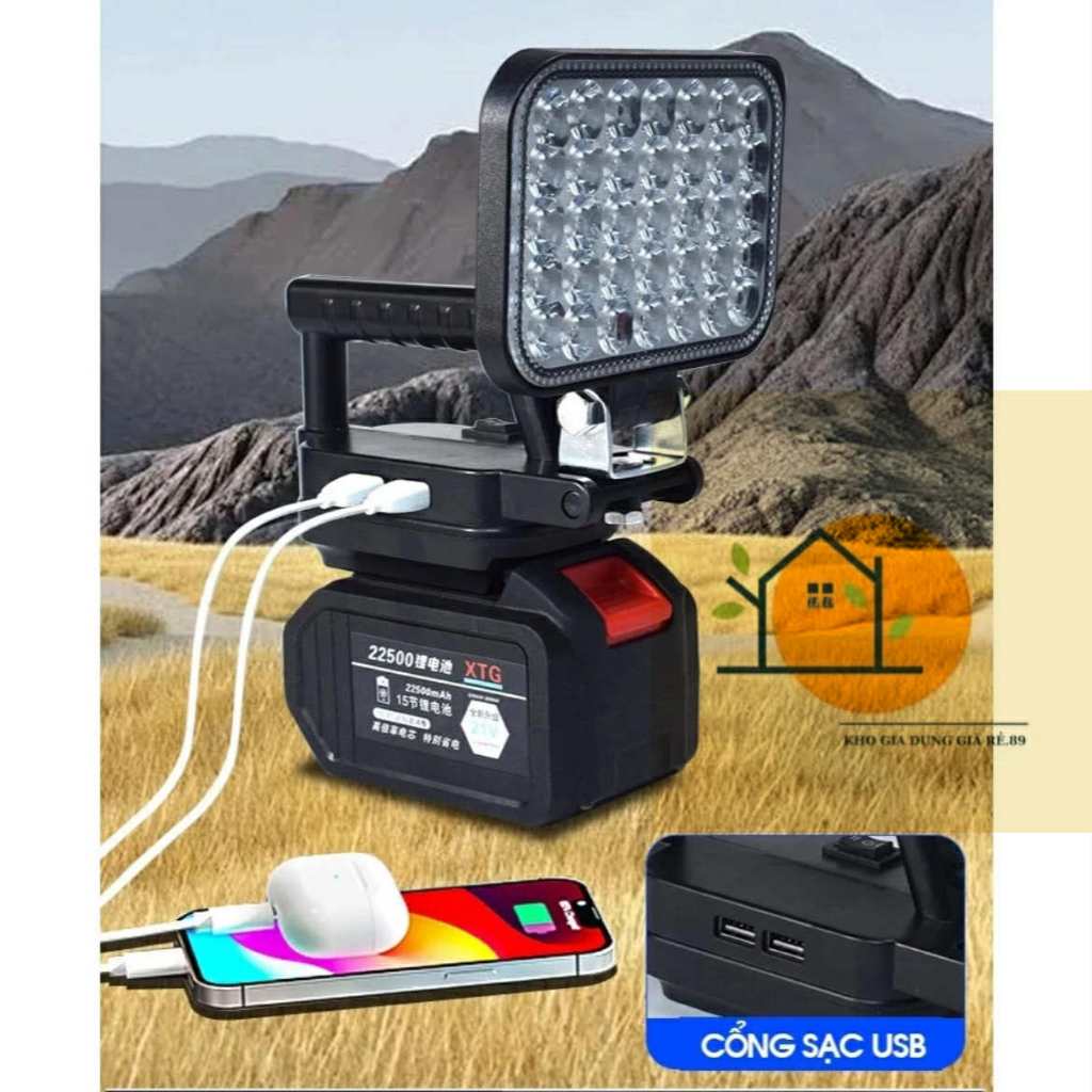 Đèn pin led có cổng USB, đèn tích điện, đèn pha led dùng chân pin phổ ...