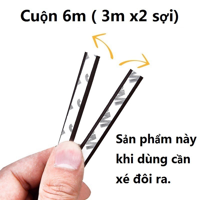 Cuộn 6 Mét Ron Cao Su Chữ D Dán Khe Hở Cửa Sổ - Chống Bụi, Chống Nước, Giảm Tiếng Ồn, Ngăn Côn Trùng