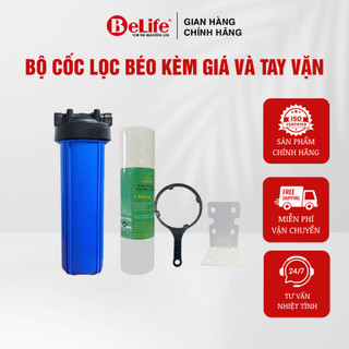 Bộ cốc béo lọc nước 20 inch ren 34 dùng cho hệ thống lọc nước sinh hoạt kèm tay vặn & giá đỡ