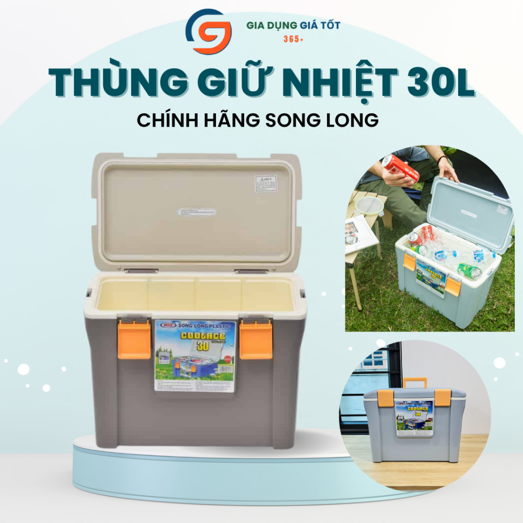 Thùng đá giữ nhiệt Song Long 30L - thùng đựng đá, nước lạnh cho quán ăn, du lịch, cắm trại
