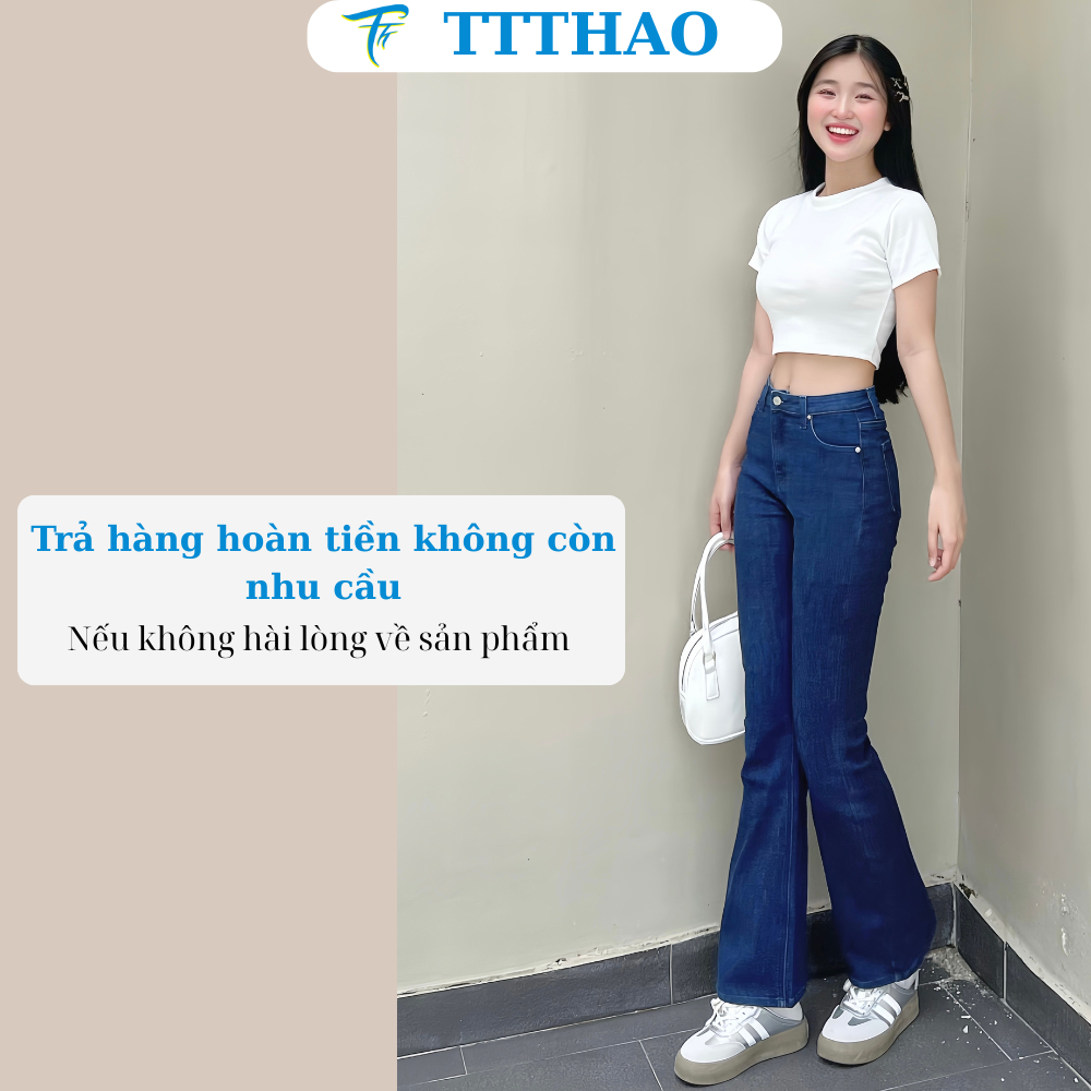 Quần jean nữ ống loe TTTHAO cao cấp dài 93cm kiểu dáng quần jeans nữ ống bas VNXK phong cách quần jeans basic J2