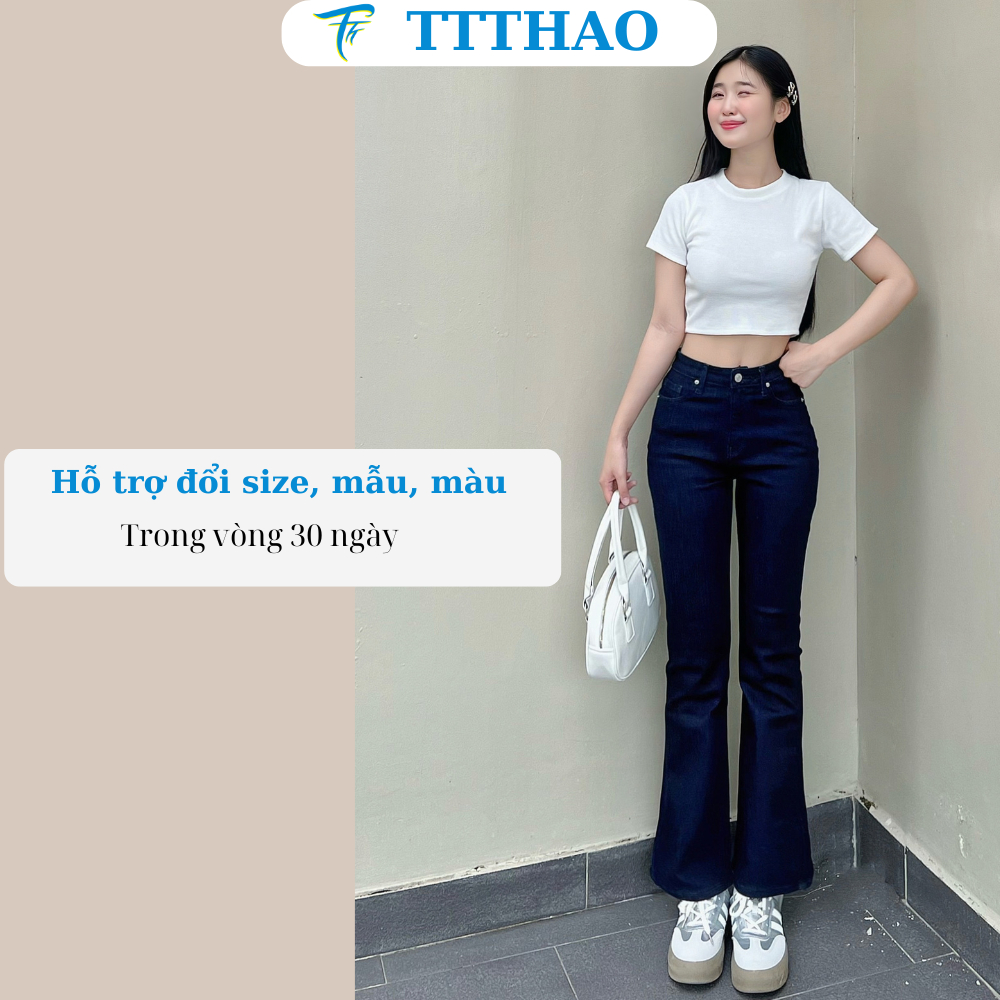 Quần jean nữ ống loe TTTHAO cao cấp dài 93cm kiểu dáng quần jeans nữ ống bas VNXK phong cách quần jeans basic J2