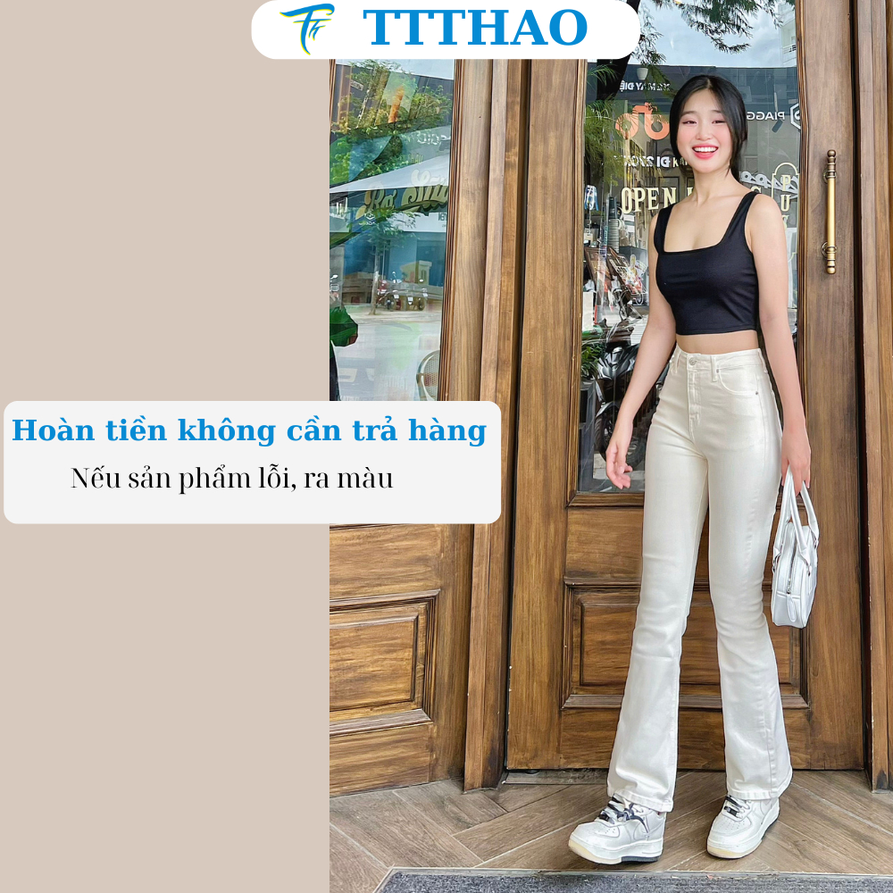 Quần jean nữ ống loe TTTHAO cao cấp dài 93cm kiểu dáng quần jeans nữ ống bas VNXK phong cách quần jeans basic J2