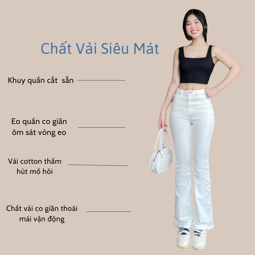 Quần jean nữ ống loe TTTHAO cao cấp dài 93cm kiểu dáng quần jeans nữ ống bas VNXK phong cách quần jeans basic J2
