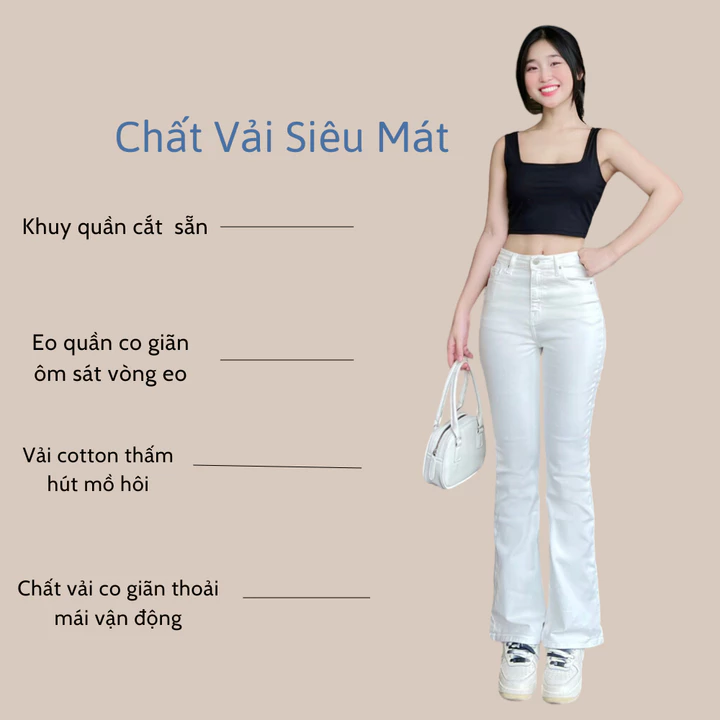 Quần jean nữ ống loe TTTHAO cao cấp dài 93cm kiểu dáng quần jeans nữ ống bas VNXK phong cách quần jeans basic J2