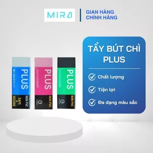 Set 3 viên Gôm Tẩy Học Sinh PLUS - Không Mùi, Ít Vụn Gôm, Tẩy Sạch Vết Bút Chì Mà Không Bị Vỡ Vụn