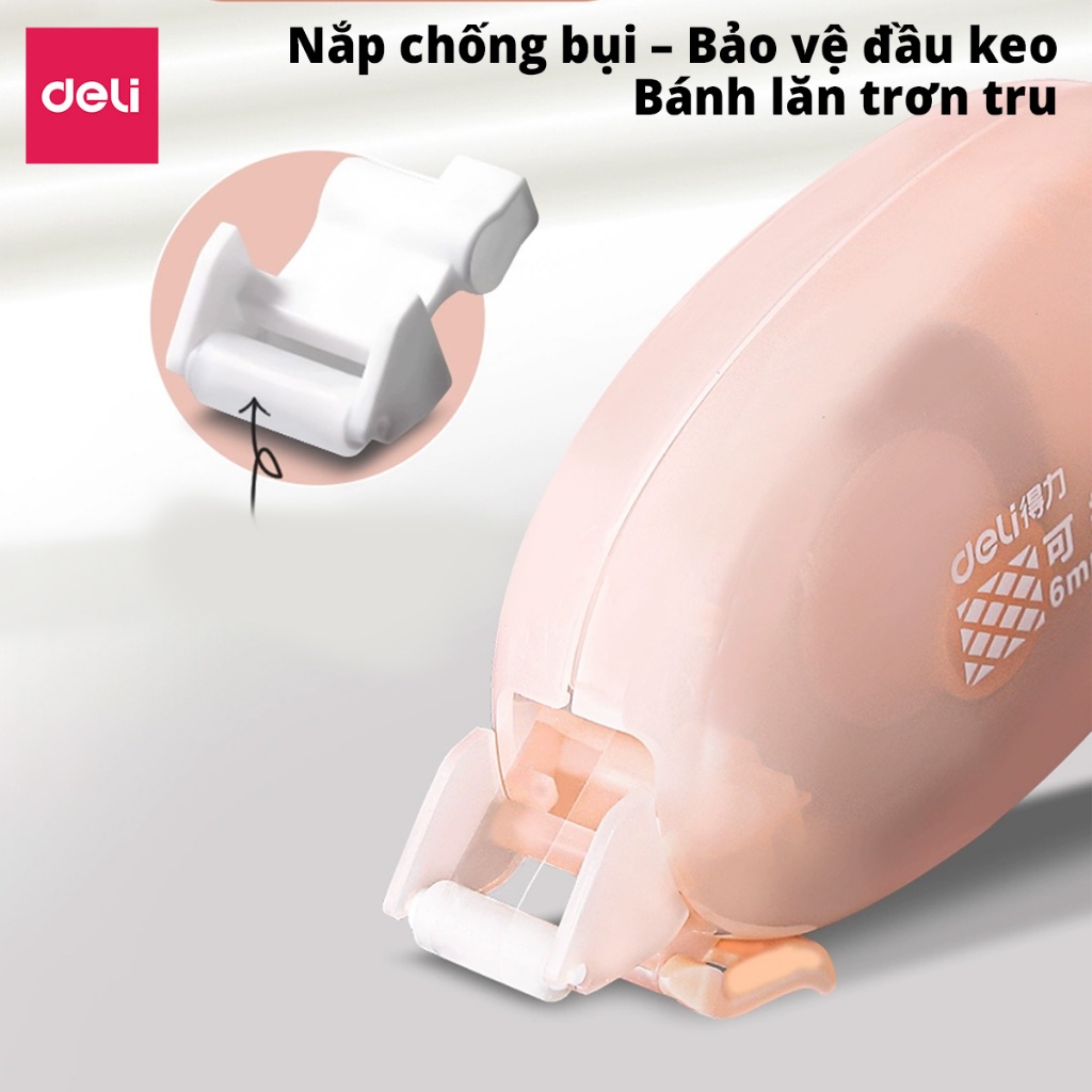 Băng Dính 2 Mặt Dạng Kéo 8/16m Deli Băng Keo Dính 4 Màu Kẹo Ngọt Siêu Xinh Keo Dính Chắc Chắn Có Thể Xóa Được