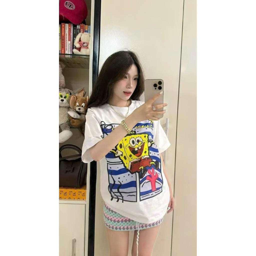 Áo Thun Nam Nữ BỌT BIỂN CUTE Form Rộng Vải Cotton Hàng Full Tem Tag Loại 1