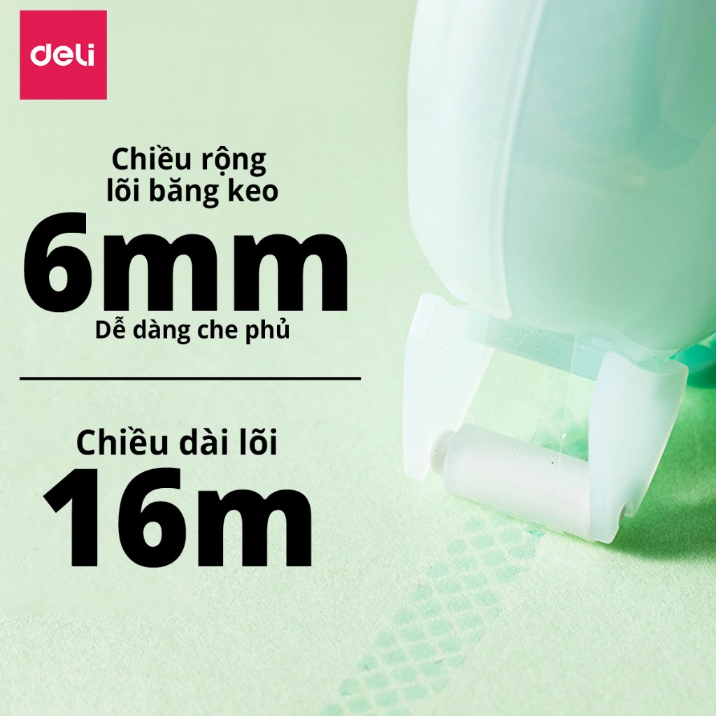 Băng Dính 2 Mặt Dạng Kéo 8/16m Deli Băng Keo Dính 4 Màu Kẹo Ngọt Siêu Xinh Keo Dính Chắc Chắn Có Thể Xóa Được