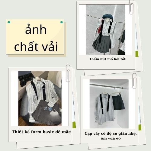 Set đồ nữ áo sơ mi chất thô thấm hút mồ hôi kèm chân váy xếp ly basic Jumito, đồ bộ nữ phong cách nhẹ nhàng HCOM2946