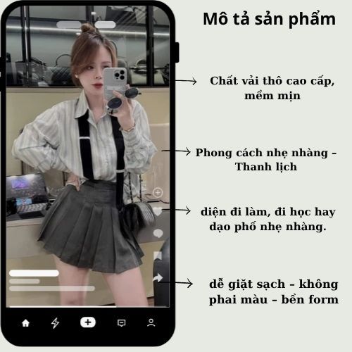 Set đồ nữ áo sơ mi chất thô thấm hút mồ hôi kèm chân váy xếp ly basic Jumito, đồ bộ nữ phong cách nhẹ nhàng HCOM2946