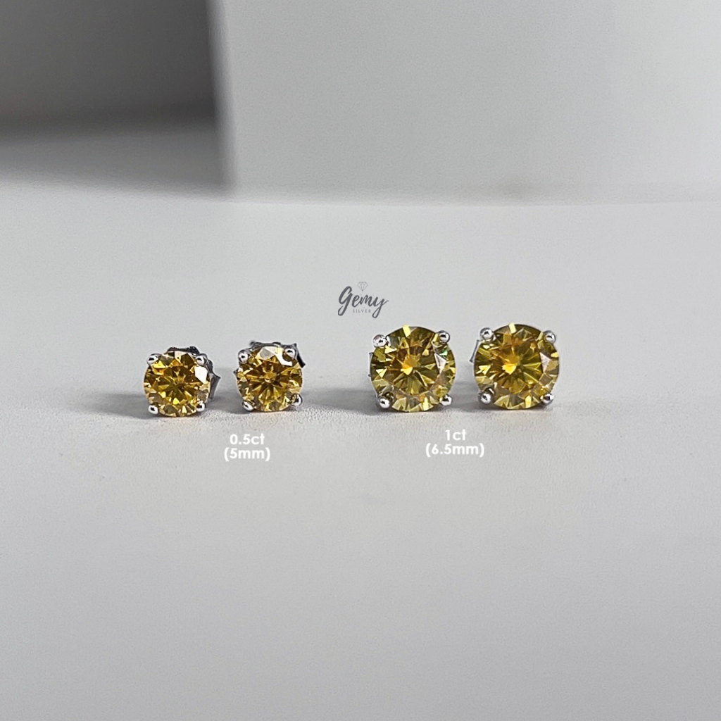 Khuyên tai bạc nam nụ đá Moissanite nhiều màu lựa chọn kèm giấy chứng nhận GRA và thẻ đen (1 chiếc) KN160 | GEMY SILVER