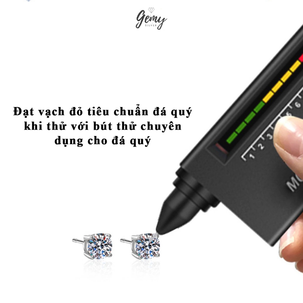 Khuyên tai bạc nam nụ đá Moissanite nhiều màu lựa chọn kèm giấy chứng nhận GRA và thẻ đen (1 chiếc) KN160 | GEMY SILVER