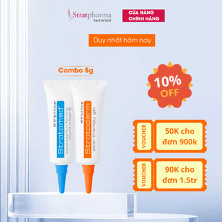 Combo Gel Silicone ngăn ngừa sẹo xấu Strataderm và Gel bảo vệ, làm lành vết thương hở Stratamed