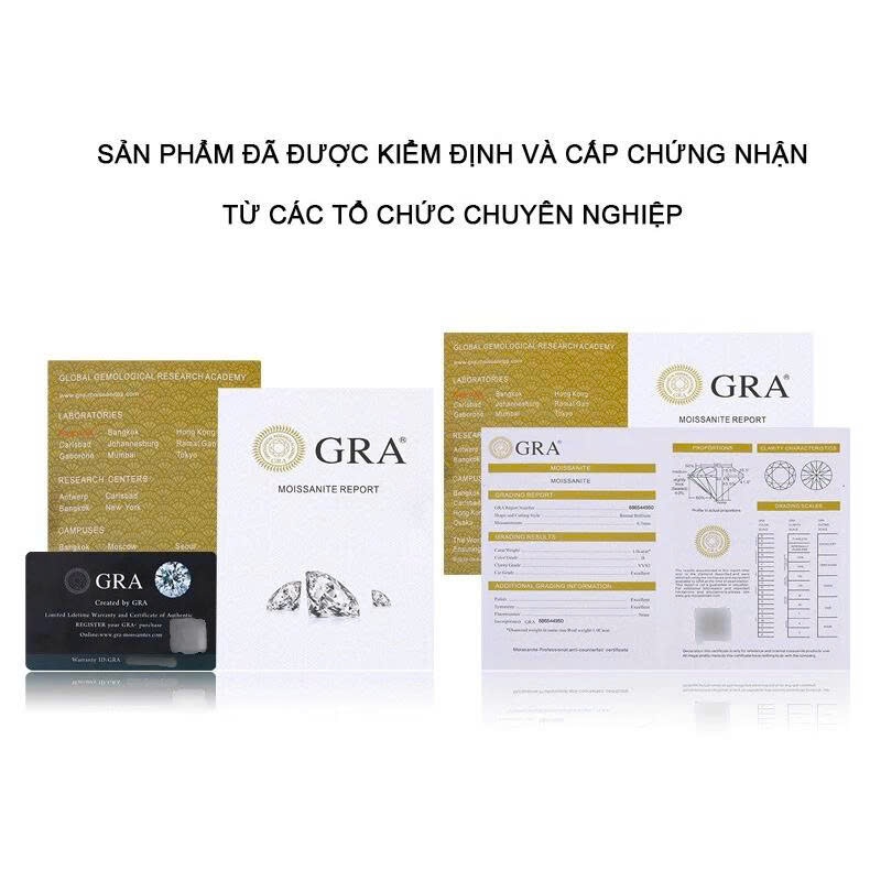 Khuyên tai bạc nam nụ đá Moissanite nhiều màu sắc kèm thẻ đen và giấy chứng nhận GRA (1 chiếc) | GEMY SILVER KN160