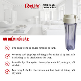 Cốc lọc nước trong suốt 10 inch ren 13 dùng cho lọc nước giếng khoan, nước máy sinh hoạt