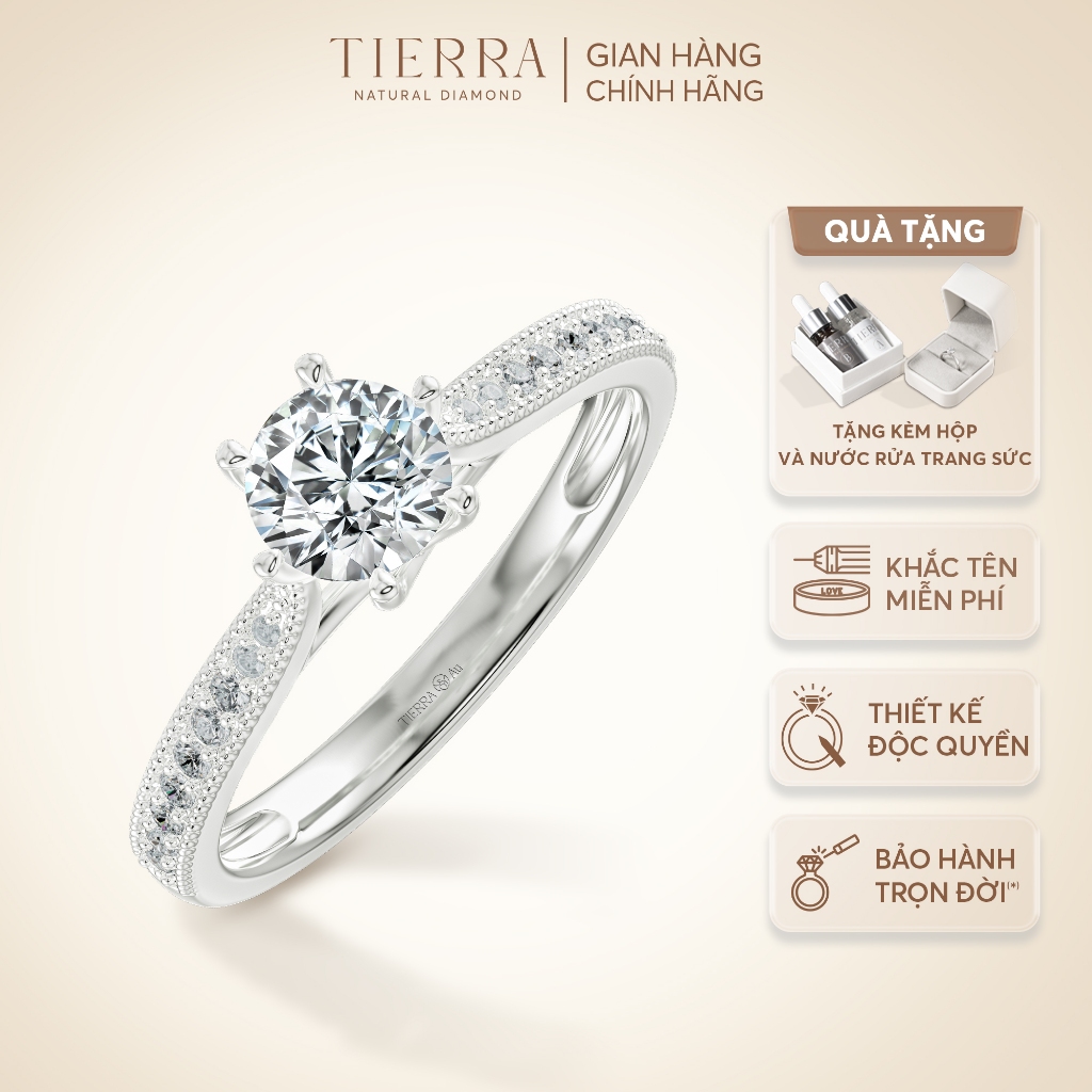 [CHAT TRƯỚC KHI ĐẶT] Nhẫn Cầu Hôn Tierra NCH1418 Vàng 14K 18K ĐínhTấm CZ Lấp Lánh, Nhẫn Hẹn Ước, Khắc Tên Miễn Phí