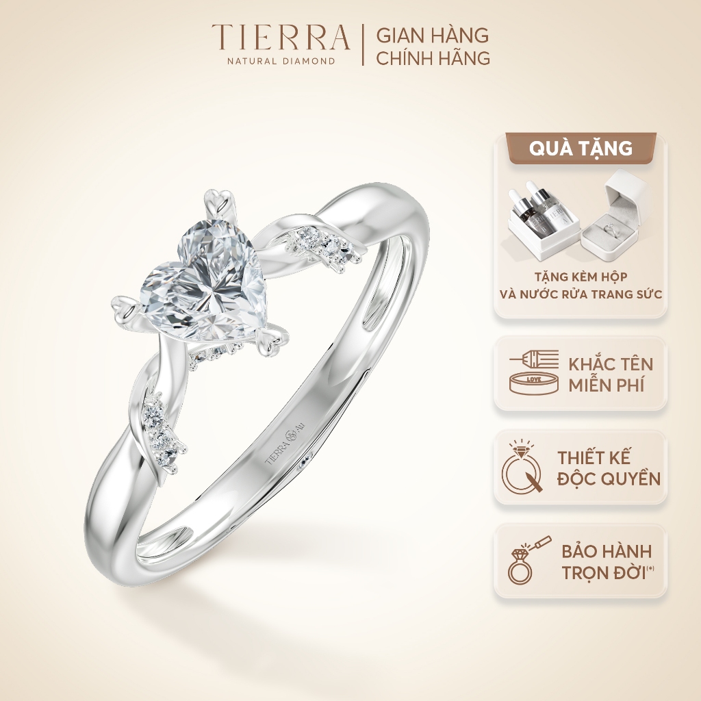 [CHAT TRƯỚC KHI ĐẶT] Nhẫn Cầu Hôn Tierra Satin Plait NCH8415 Vàng 14K 18K, Tấm CZ/ KC, Đính Chủ Trái Tim Đá CZ