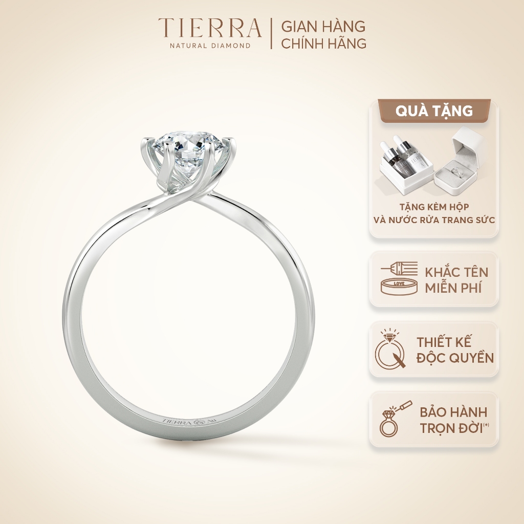 [CHAT TRƯỚC KHI ĐẶT] Nhẫn Cầu Hôn Tierra Keelin NCH1417 Vàng 14K 18K Đính Đá CZ Thiết Kế Đường Xoắn Mềm Mại Nữ Tính