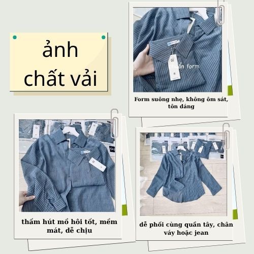 Áo sơ mi nữ dài tay kẻ sọc chất thô thoáng mát thấm hút mồ hôi Jumito, áo nữ thời trang công sở hàng cao cấp HCOM3054
