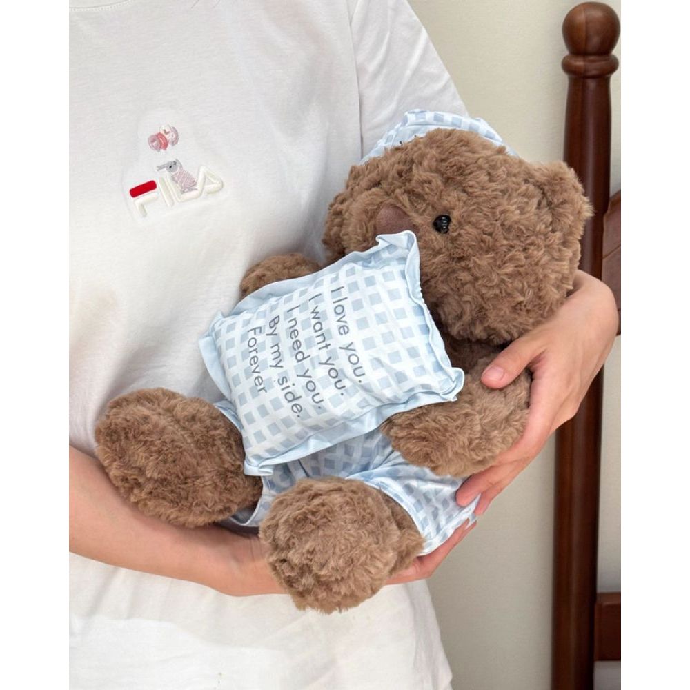 Gấu bông teddy ôm gối ngủ dễ thương, Thú nhồi bông teddy đồ ngủ lồng cừu cao cấp làm quà tặng sinh nhật hay gấu ôm ngủ