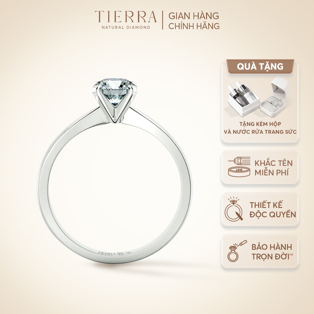 [CHAT TRƯỚC KHI ĐẶT] Nhẫn Cầu Hôn Tierra My Amour BCH1103 Vàng 10K 14K 18K, Đính Chủ 4.5mm Thiết Kế Trơn Thanh Lịch