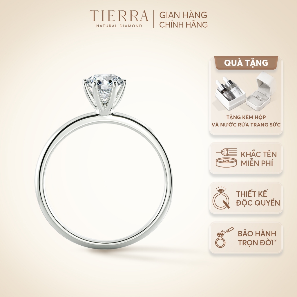 [CHAT TRƯỚC KHI ĐẶT] Nhẫn Cầu Hôn Tierra BCH1101 Vàng 10K 14K 18K, Thiết Kế Đai Trơn Đơn Giản, Đính Chủ CZ 4.5mm