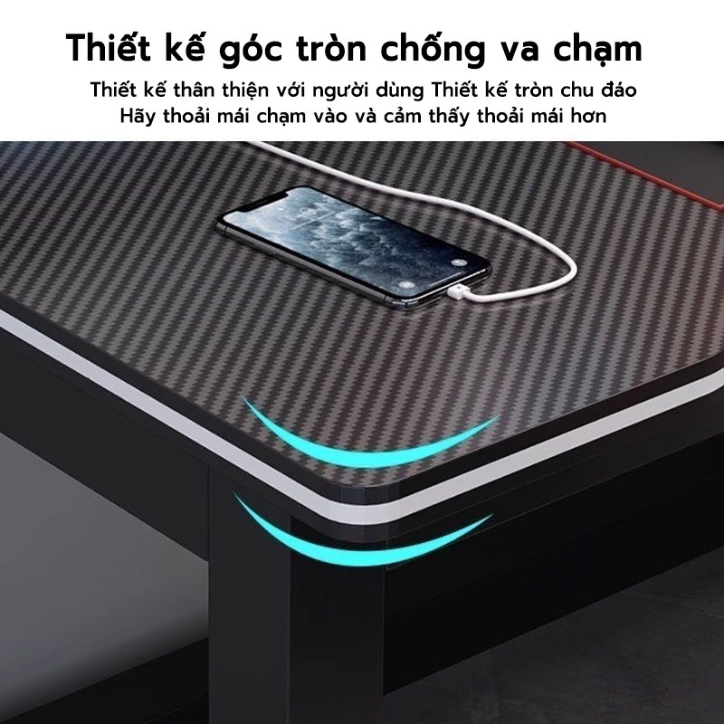 Bàn Gaming NOVUS mặt vân carbon, cổng sạc USB, chắc chắn, hiện đại - Đa năng cho game thủ, học tập và làm việc