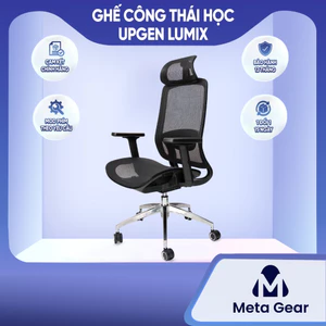 Ghế công thái học Upgen Lumix - Ghế văn phòng lưng lưới thoáng khí, giảm đau lưng, tựa đầu & đệm êm chống tê chân