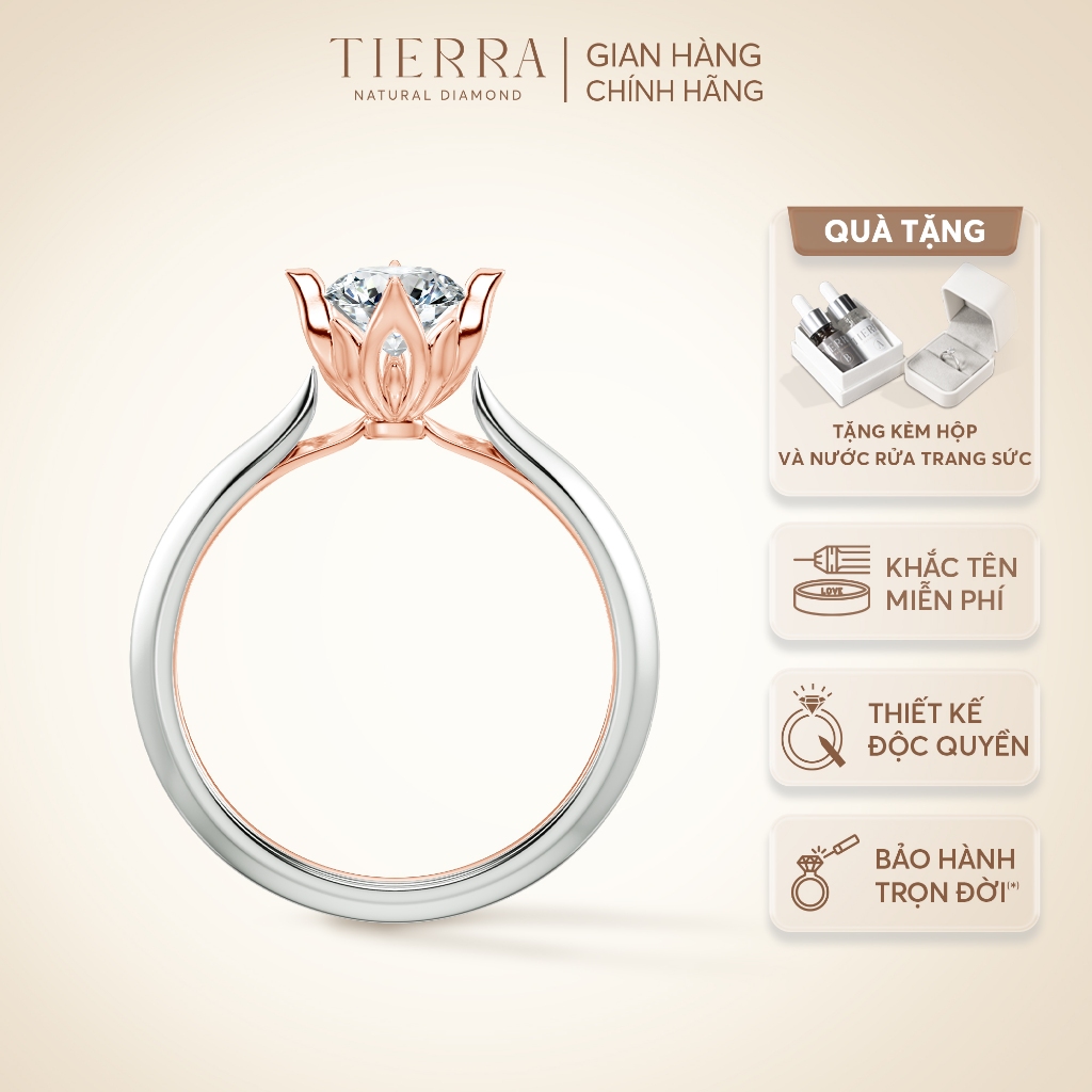 [CHAT TRƯỚC KHI ĐẶT] Nhẫn cầu hôn Tierra Moonlynn NCH1909, Vàng 14K 18K, Thiết Kế Lấy Cảm Hứng Từ Hoa Sen Trắng Kiêu Kỳ