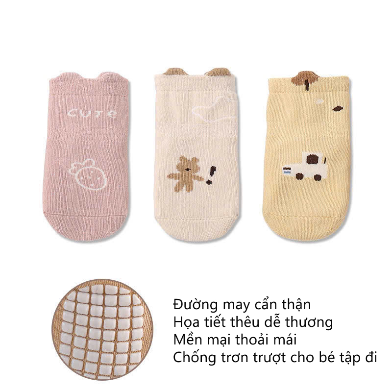 Tất chống trượt cho bé tập đi, vớ trẻ em họa tiết dễ thương, an toàn, mềm mịn - Ekiu Shop